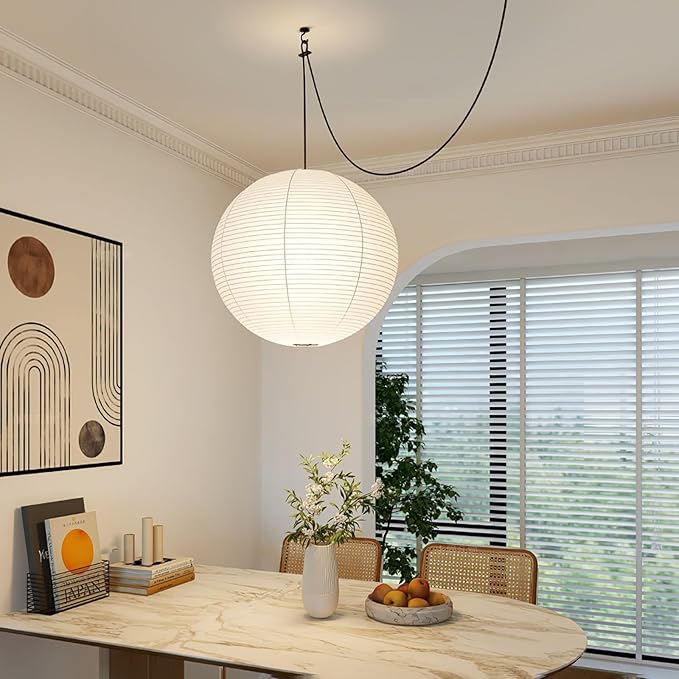 White Round Paper Lanterns-19.68" Large Hanging Paper Lantern Lamp, Chinese/Japanese Paper Lantern Pendant Light for Party Decoration, Wedding, Home Decor Ceiling Lampshade(1 Pack)