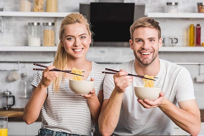 GLAMFIELDS Reusable Chopsticks Japanese Natural Wooden Classic Style 5 Pairs Lightweight Hand-Carved Safe Chop Sticks 8.8 Inch/22.5cm Gift Set