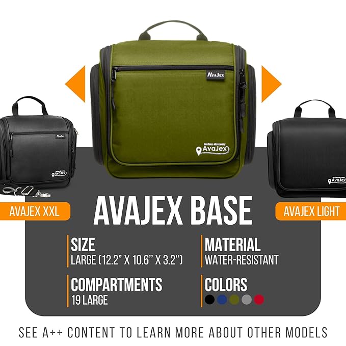 Travel Toiletry Bag for Men and Women - Large Hanging Toiletry Organizer - Waterproof Hygiene Bag with Metal XXL Swivel Hook, with Sturdy Zippers and 19 Compartments for Toiletries, Makeup, Cosmetics