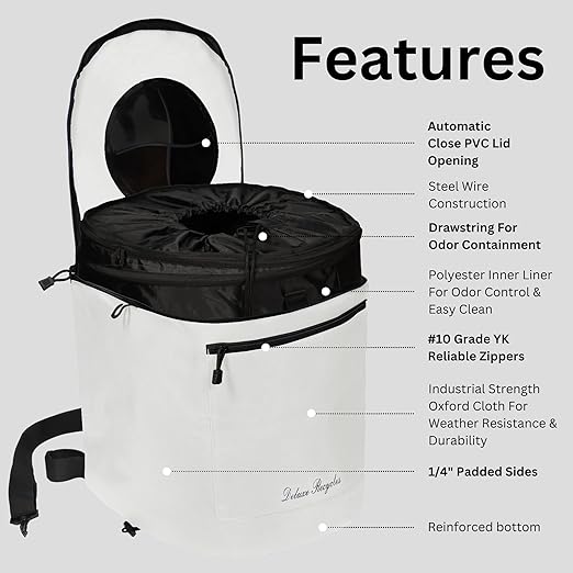 Portable Trash Can for Boating and Camping - Durable and Collapsible with Inner Bin - Kayak, Fishing, Beach, Hiking and Camping Essentials, Boat Accessories 8 Gallon Trash Can (White)