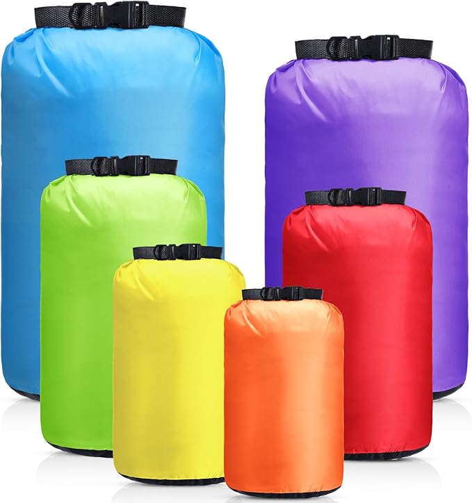 6 Pcs Waterproof Dry Bag Sack Lightweight Outdoor Dry Bags 35 L, 20 L, 15 L, 10 L, 5 L, 3 L Waterproof Boat Bag for Kayaking, Backpacking, Hiking, Camping Rafting(Fluorescent Color)