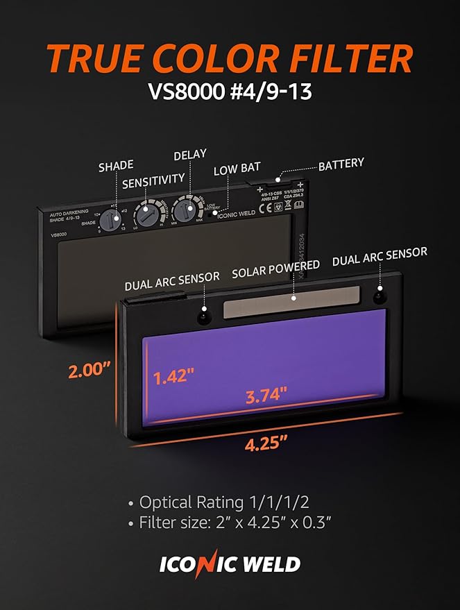Auto Darkening Welding Helmet - Flip Up Lens, Lightweight, Shade #4/9-13 (Mohave)