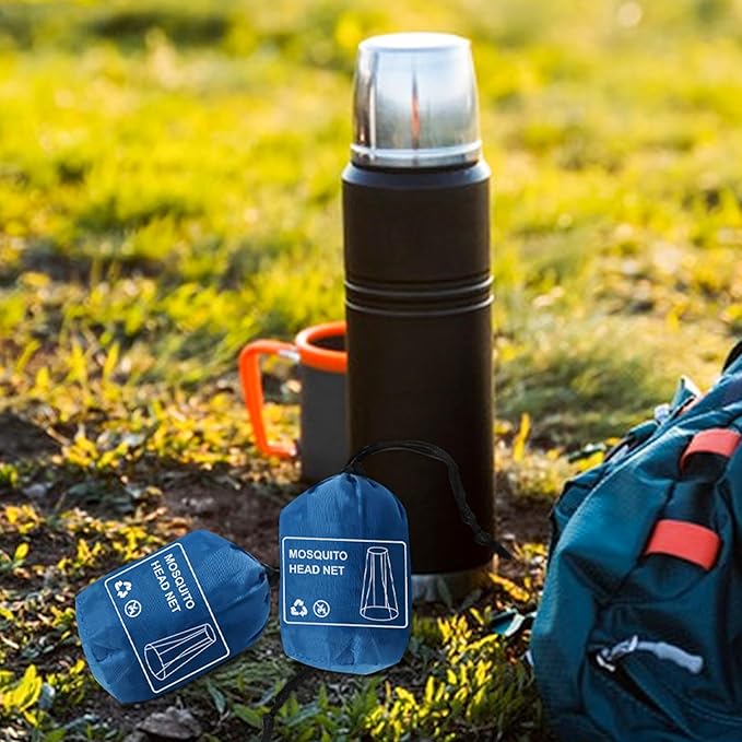 Premium Kids Mosquito Head Net for Insect, 2 Pack, Fly & Bug Protection | Ultra Large & Long, Extra Fine Holes for Camping, Hiking, Fishing, Safari, Fits All Hats for 5-12 yrs Children