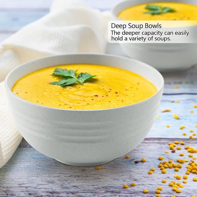 Homestockplus [Non Ceramic] 34 Oz Big Bowls， Soup Bowls BPA-Free Dishwasher & Microwave Safe Bowl Sets for Cereal, Salad, Soup, Ramen,Noodle,Oatmeal,Snack Apply to Kitchen, Freezer【Set of 6】