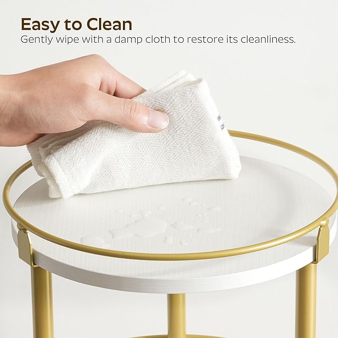 3-Tier Lazy Susan, Rotating Spice Rack, Spinning Organizer, Industrial Turntable Spice Rack for Cabinet, Kitchen Countertop, Pantry, White and Gold SR23DW