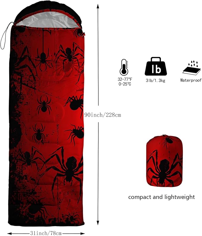 QOOMO Camping Sleeping Bags,3 Season Warm & Cool Weather,Lightweight,Waterproof Sleeping Bags for Adults & Kids,Traveling,and Outdoors,Camping Gear Equipment