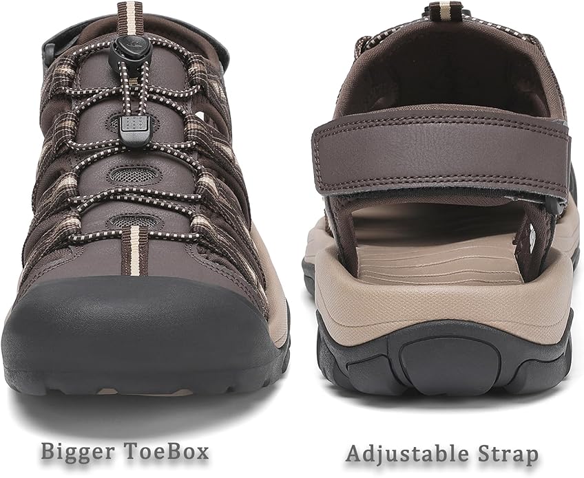 FLARUT Men's Athletic Sandals - Closed Toe Sport Hiking & Outdoor Walking Water Sandals with Anti-Slip Cushioning and Breathable Mesh