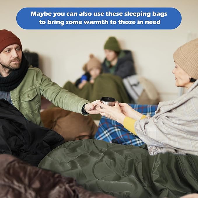 Macarrie 12 Pack Camping Sleeping Bags for Adults Bulk Cold Weather Kids Sleeping Bag for Homeless Lightweight Waterproof Compression Sack for Backpacking Traveling Hiking Outdoor