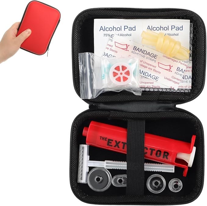 Snake Bite Kit Sting Kit Venom Extractor Suction Pump Emergency Sting Bite Kit First Aid Supplies for Backpacking Camping and Hiking (Red)