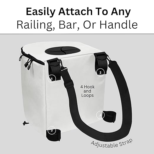 Portable Trash Can for Boating and Camping - Durable and Collapsible with Inner Bin - Kayak, Fishing, Beach, Hiking and Camping Essentials, Boat Accessories 8 Gallon Trash Can (White)