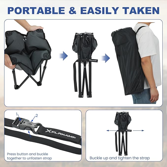 Padded Camping Stool, 18 Inch Oversized Camping Foot Rest, 500lb Camping Chairs Outdoor Footstool Portable Camping Ottoman for Camping Gardening Fishing w/Storage Net Carry Bag(2, DarkGreen)