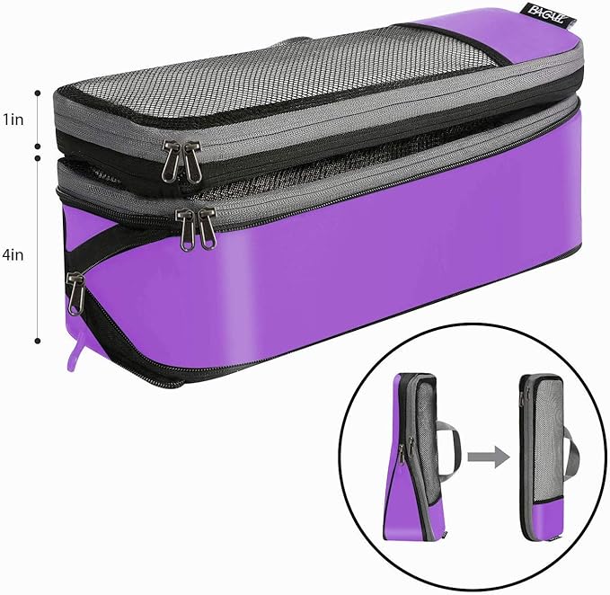 BAGAIL 4 Set/6 Set/8 Set Compression Packing Cubes Travel Accessories Expandable Packing Organizers(Purple HalfMesh 6 Set)