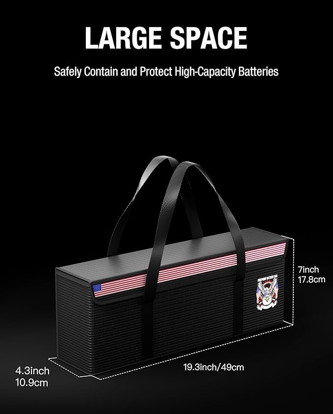 Fireproof Explosionproof Lipo Battery Safe Bag - Large Capacity Ebike Battery Storage Guard Pouch for Charging & Storage - Waterproof Protective Case for Ebike & Lithium Batteries(19x4.3x7 Inches)