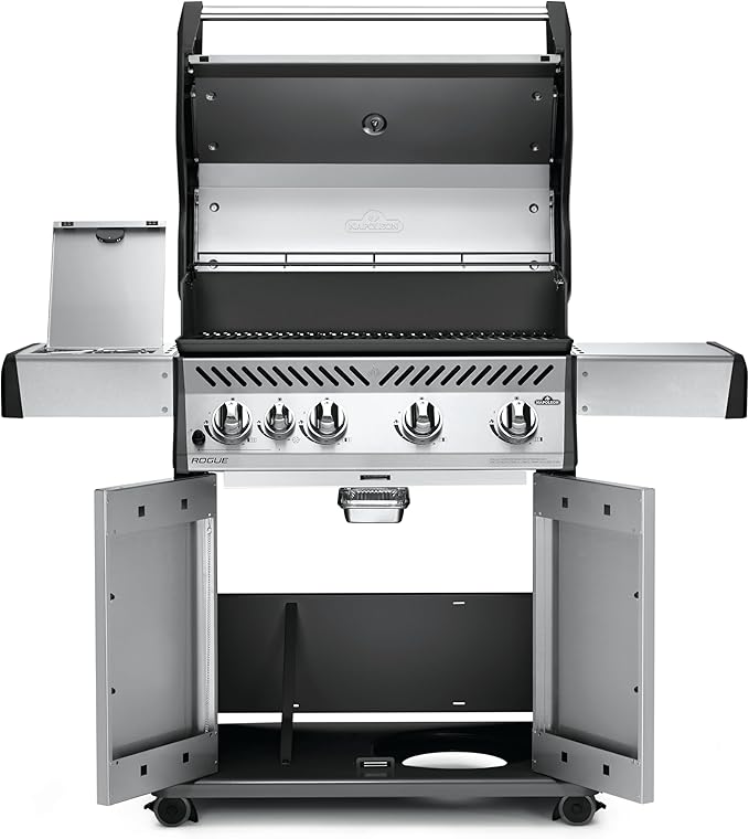 Napoleon Rogue 525 Natural Gas Grill with Range Side Burner, Stainless Steel, Durable 4-Burner Cooking