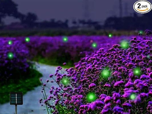 Solar Powered Firefly Lights, 9 LED Automated Pulsating String Chasing Firefly Lights Lantern Solar Outdoor Waterproof (2 Pack)