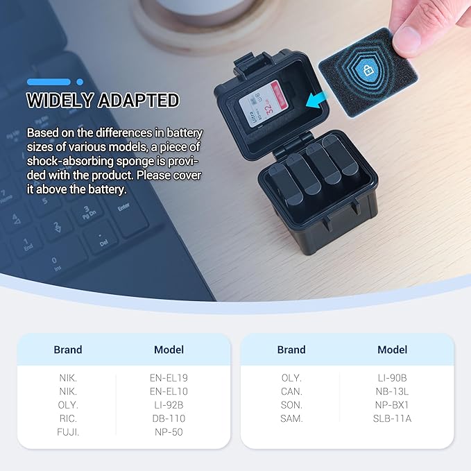 NP-BX1 LI-92B LI-90B DB-110 Battery Memory Card Case, Portable Digital Camera Battery Organizer for 4 x Sony NP-BX1 Ricoh DB-110 Canon NB-13L Olympus LI-90B LI-92B Battery, 1 x SD & 2 x Micro SD Card