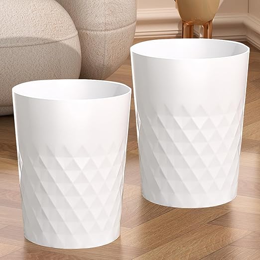 2 Pack Small Trash Can 1.8 Gallon Bathroom Garbage Can Waste Basket Recycling Bin for Dorms Bedrooms Offices Kitchens, White