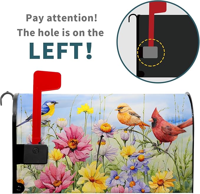 Hummingbird Bird Mailbox Covers Magnetic Spring Blooming Flowers and Birds Decorative Waterproof Mailboxes Wraps Letter Post Box Cover Oversize for Home Outdoor Garden Yard 25.5 x 21 in