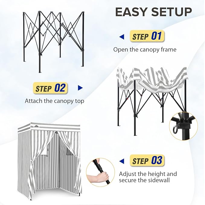 EAGLE PEAK Flex Compact 5x5 Pop-up Canopy Changing Room, Portable Privacy Dressing Room for Indoor Fashion Photoshoots, Camping, or Pool, Gray/White