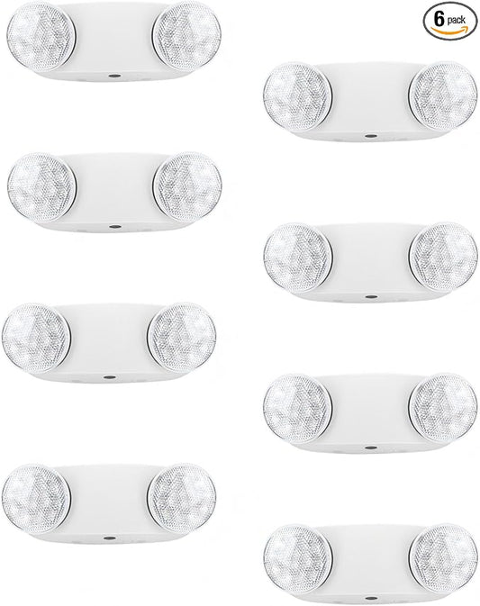 RMC LED Emergency Lights with Battery Backup, Two Head Adjustable Commercial Emergency Lighting, AC120-277V, Hardwired Emergency Exit Light Fixtures for Home and Business, ETL Listed, 8 Pack