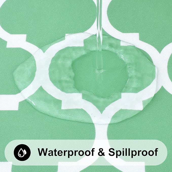 Smiry Rectangle Picnic Table Cover, Waterproof Elastic Fitted Camping Tablecloths for 4 Foot Tables, Wipeable Flannel Backed Vinyl Tablecloth Protector for Indoor, Outdoor (Sage Green, 30x48 Inches)