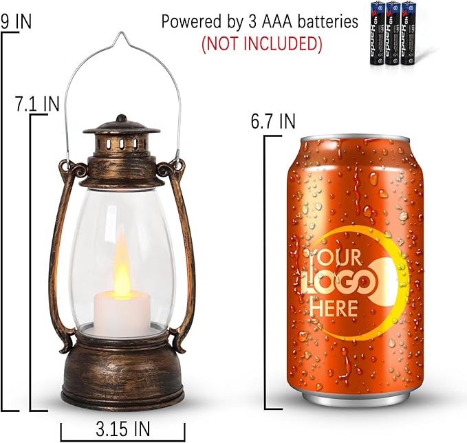 Vintage Lantern Decor, 4-Pack Flickering LED Candle Lantern with Remote Small Sized Lantern Indoor Outdoor Hanging Lanterns for Wedding Centerpiece,Halloween,Christmas,Farmhouse Decorations