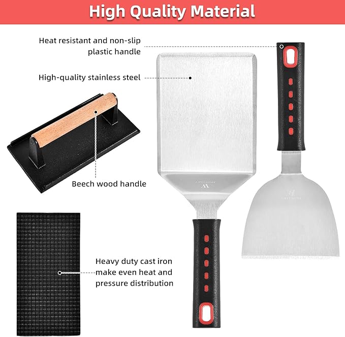 Griddle Accessories Kits, 30 Pcs Griddle Grill Tools Set, Professional Grill BBQ Spatula Set with Basting Cover, Spatula, Scraper, Bottle, Tongs, Egg Ring