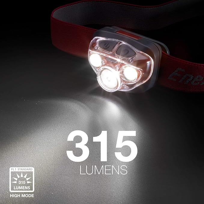 Energizer LED Headlamp, Bright Headlamp for Outdoors, Camping and Mechanic Work Light, Includes Batteries, Pack of 1, Rust Red