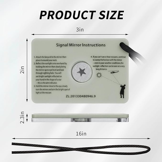 Signal Mirror Survival Reflective Mirror, Limcox Survival Reflective Mirror Lanyard Compass Whistle Outdoor Emergency Rescue Reflective Signal Star Flash Tool PFD Rescue Mirror