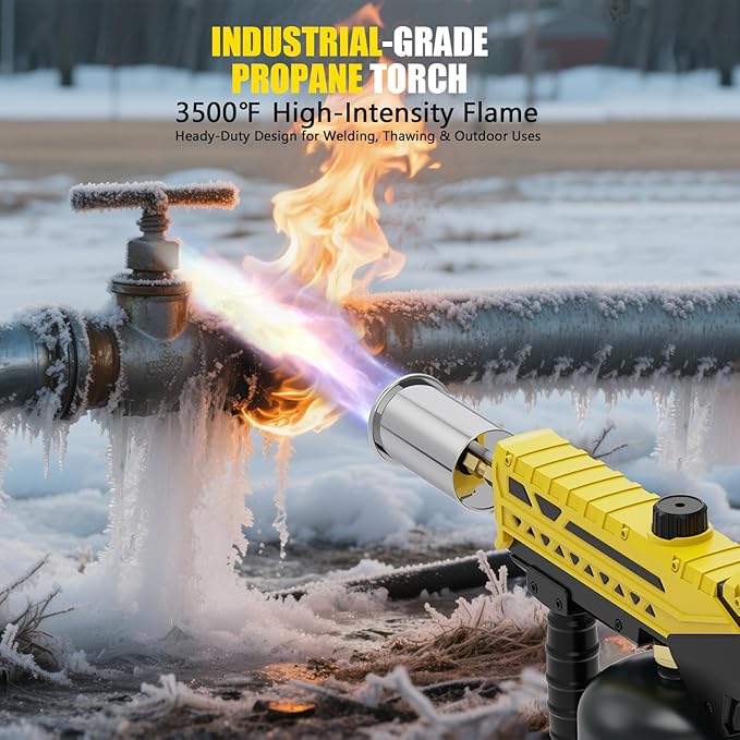 TBTeek Propane Torch, Powerful Propane Grill Torch Gun, Kitchen Blow Torch for Cooking, Adjustable Weed Burner Torch, Charcoal Lighter for BBQ, Searing Steaks, Campfire, Welding(Tank Not Included)