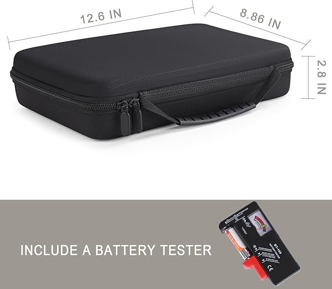 Battery Organizer Storage Case for AA AAA C D 9V, for 7 Batteries Variety Pack 111 Batteries Mesh Bag (Battery Not Included)