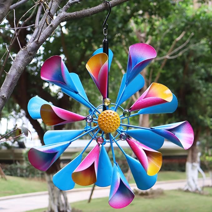Wind Spinner Outdoor Hangable Wind Spinners 360 Degrees Metal Colorful Wind Spinner for Yard and Garden