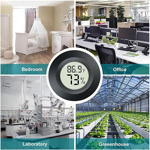 6-Pack Mini Hygrometer Gauge Indoor/Outdoor Thermometer, Digital Humidity Temperature Meter for Humidifiers Dehumidifiers Greenhouse Reptile Plant Humidor, Fahrenheit(℉) or Celsiu(℃)