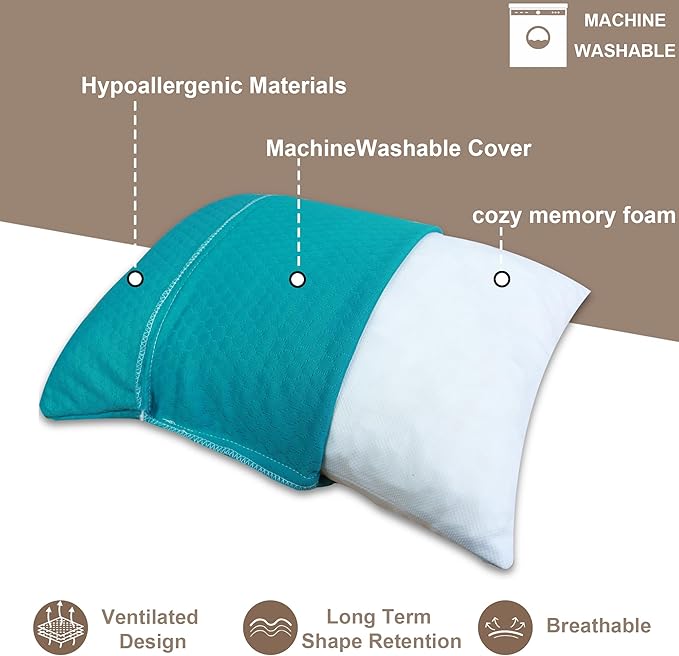 Camping Pillow Small Shredded Memory Foam Pillow, Travel Pillow Breathable and Soft, Suitable for Backpacking Hiking, Airplane and Car