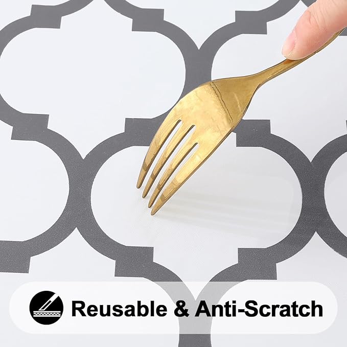 Smiry Rectangle Picnic Table Cover, Waterproof Elastic Fitted Camping Tablecloths for 4 Foot Tables, Wipeable Flannel Backed Vinyl Tablecloth Protector for Indoor, Outdoor (White, 24x48 Inches)