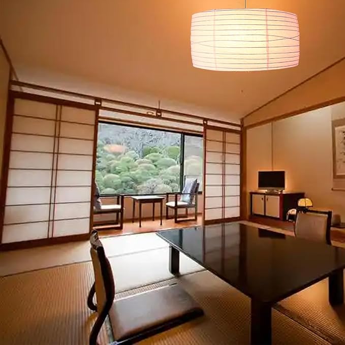 Paper Lamp Shade,46cm(18") Pendant Lamp Shade Round Large Paper Lantern Hanging Light Rice Paper Lantern Lampshade for Living Room Bedroom Dining Room Kids (White1)