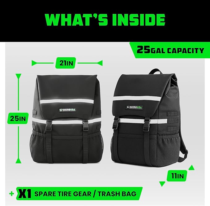Rhino USA Spare Tire Trash Bag - Ultimate Car Storage Solution For Overlanding Accesories, Firewood, Water, Camping Essentials and More! - Black