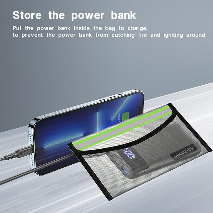 5"x8" Silver Small Fireproof Bag Money Bag Home Office Travel Safe Storage Pouch for Document Cash Valuables Jewelry Mobile power supply Power bank Lipo Battery (20 * 13cm)