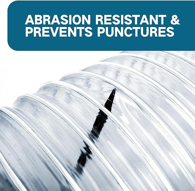 5" x 10' Heavy PVC Dust Collection Hose, Puncture Resistant PVC Dust Collection Hose, Flexible Clear PVC Fume Collection Hose with Carbon Steel Wire Coil for dust collection systems