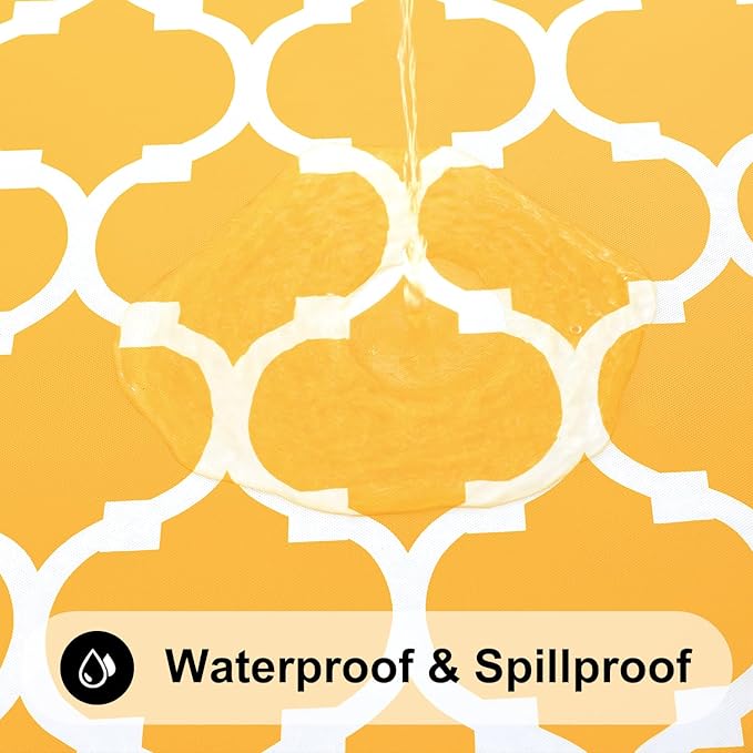 Smiry Rectangle Picnic Table Cover, Waterproof Elastic Fitted Camping Tablecloths for 4 Foot Tables, Wipeable Flannel Backed Vinyl Tablecloth Protector for Outdoor (Mustard Yellow, 30x48 Inches)