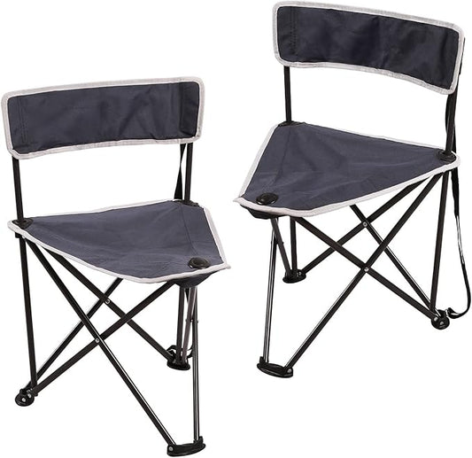 REDCAMP 2 Pack Tripod Camping Chairs Folding Lightweight, Portbal 3 Legged Tripod Stool Seat with Backrest, Small Camping Chair Compact for Adults Fishing Hunting, Dark Blue
