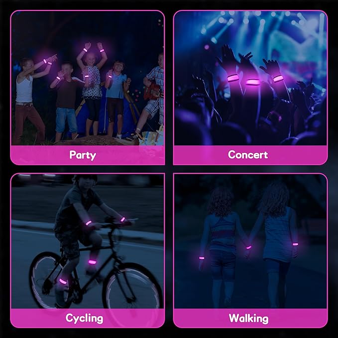 6 PCS LED Reflective Gear, LED Wristbands, LED Light Up Wristbands for Walking, Running, Jogging, Concerts, Sports, Camping, Sporting Events, Party, Rave Accessories