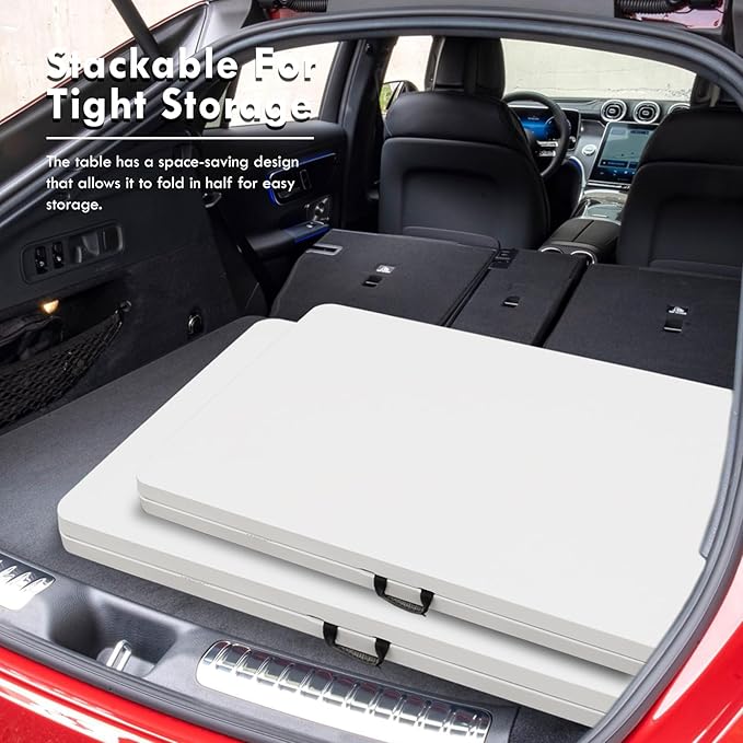 6ft Folding Table,Sturdy Outdoor Folding Table,Perfect for Camping Picnics Parties Foldable Table with Easy Setup Ideal Portable Table for Indoor & Outdoor Use (White, 6 Foot)