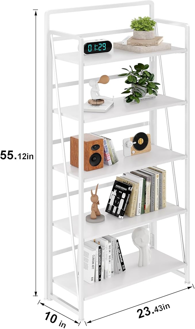 BHG No Assembly Folding Bookshelf for Living Room,Collapsible Book Shelf for Home Office, Portable Bookcase Storage Organizer Rack Shelves