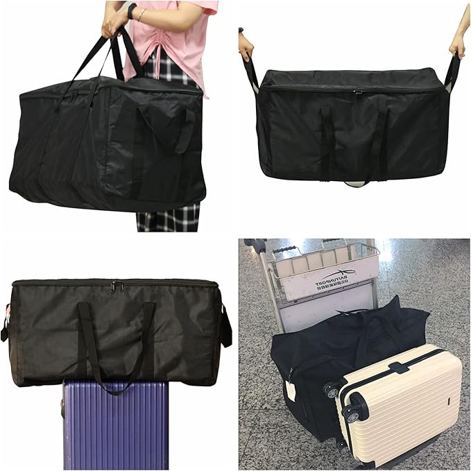 Travel Duffle Bag,140L Foldable Heavy Duty Overnight Bag, For Spirit Airlines, RicoRich Larger Size Carry on Luggage Sport Duffle for Weekender/Vacation/Camping/Beach/Tent(Black)