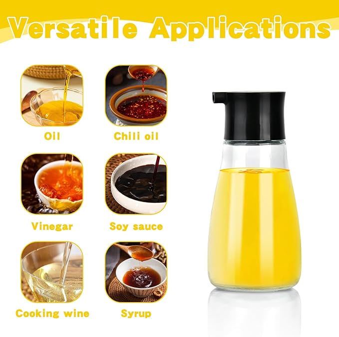 6Pcs Soy Sauce Dispenser, Leakproof Vinegar Cruet Dispenser Bottles Set, Glass Small Sauce Bottles, Black Soy Sauce Container, Oil Seasoning Bottle with Lid for Kitchen Cooking Barbecue, 5oz