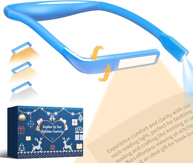 Neck Book Light for Reading at Night, Back to School Supplies Dorm Bed Lamp for College Students Teen Girls Boys Stocking Stuffers Christmas Birthday Gifts for Book Lovers Reading Accessories