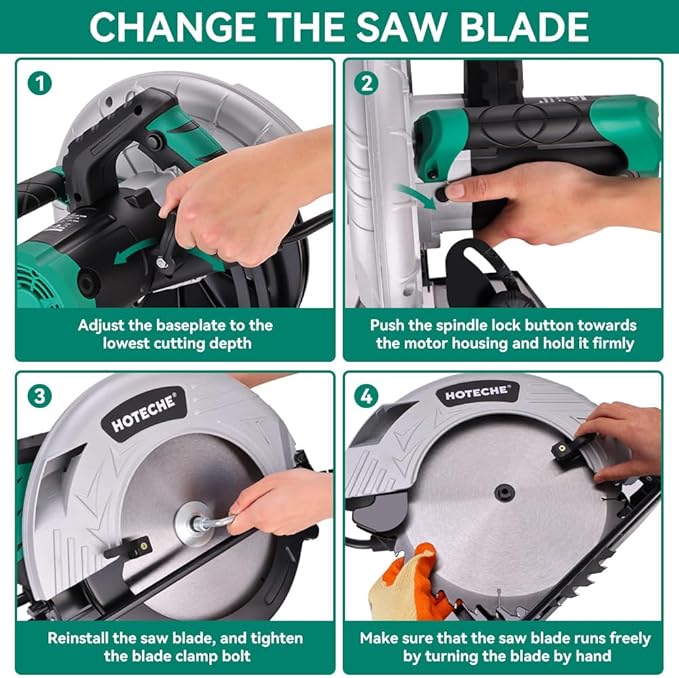 Hoteche 12-Inch Circular Saw 4-HP Compact Portable Table Saw with Saw Blade for Desktop Use