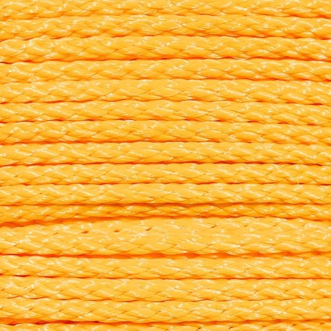 Hollow Braid Polypropylene Rope (1/2 Inch, 50 Feet, Yellow) - Barrier Rope - Trail Marking, Crowd Control, Golf Courses