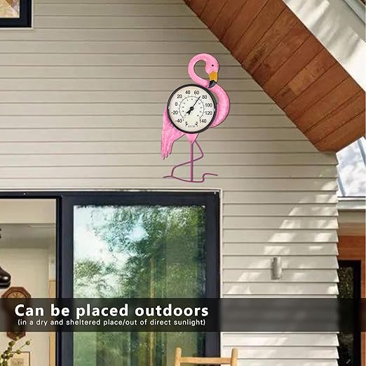 MUMTOP Outdoor Thermometers for Patio - Indoor Outdoor Thermometer, Flamingo Wall Thermometer Wireless for Garden Home Decor